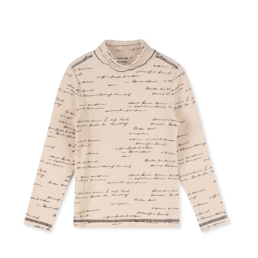 Script Printed Ribbed Turtleneck