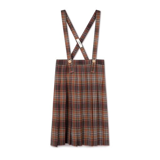 [F24-WSG202-LP] Plaid Pleated Suspender Skirt