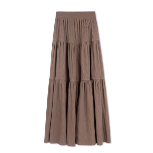 [F24-KSPT201-MC] Ribbed Tiered Maxi Skirt