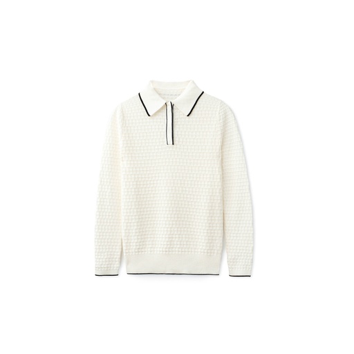 Tip End Textured Sweater With Collar