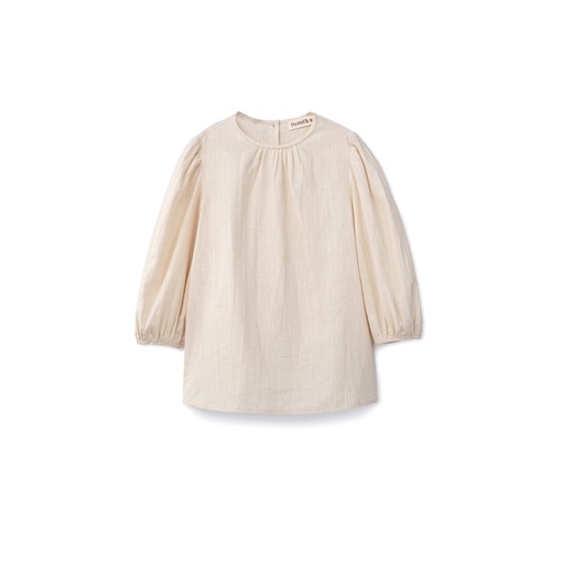 Gathered Neck Linen Blouse