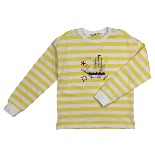 [S24-WNTB306A-YS] STRIPED NAUTICAL PRINT SWEATSHIRT