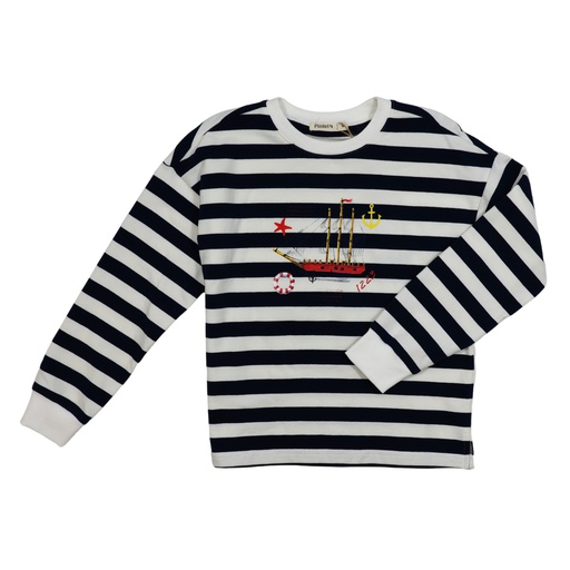 [S24-WNTB306A-NS] STRIPED NAUTICAL PRINT SWEATSHIRT