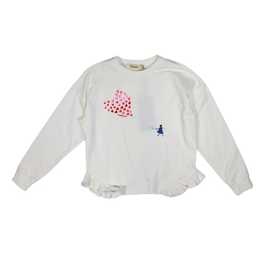 [S24-WNTG318-WH] HEART ICON RUFFLED SWEATSHIRT