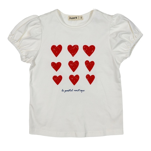 [S24-WNTG315A-WH] SHORT SLEEVE TSHIRT WITH HEART PRINT
