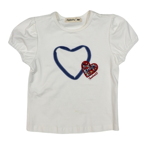 [S24-WNTG315B-WH] SHORT SLEEVE OUTLINED HEART TSHIRT