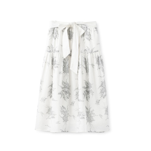 PRINTED FULL MIDI SKIRT WITH BELT