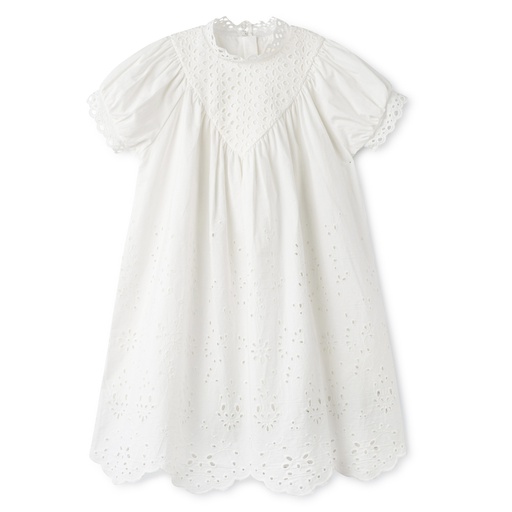 [S24-MDG305-WH] EYELET V YOKE DRESS