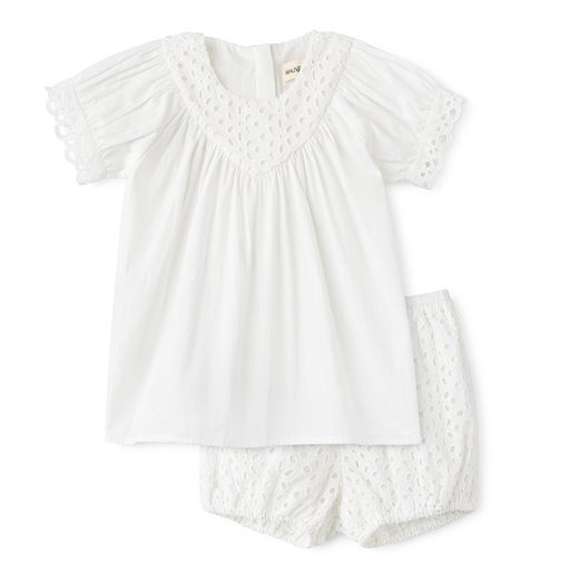 [S24-MMIG302-WH] EYELET V YOKE BLOOMER SET