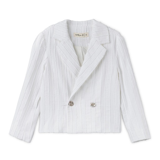 [S24-MOB301B-WH] TEXTURED CROPPED BLAZER