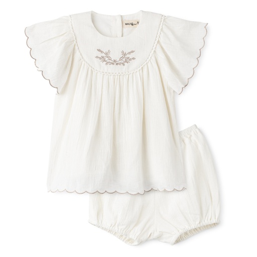 FLUTTER SLEEVE LINEN BLOOMER SET