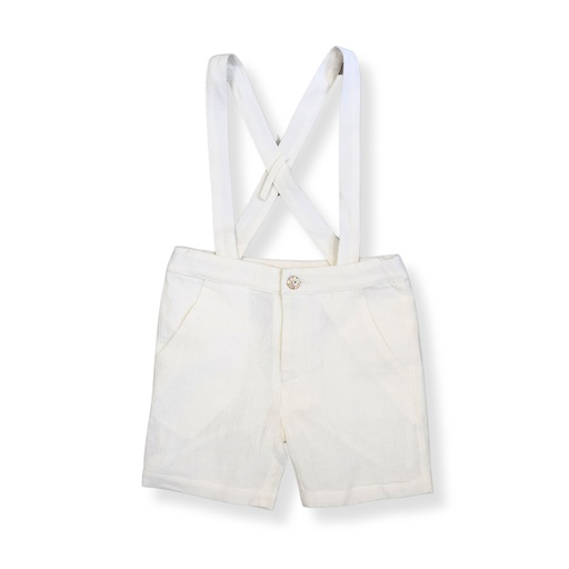 [S24-MPB301C-CR] LINEN SUSPENDER SHORTS