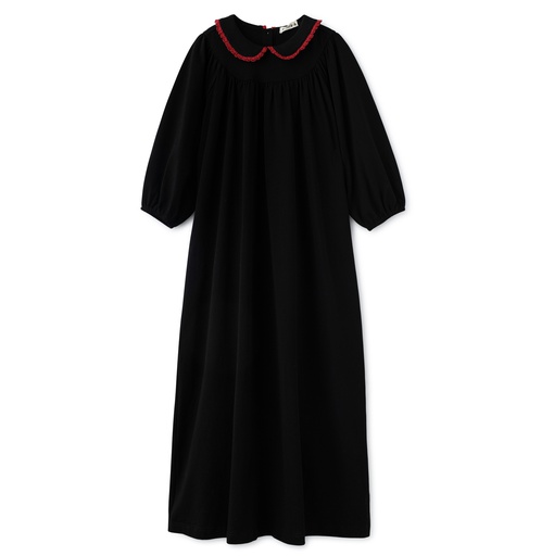 [S24-KDG306-BK] PETER PAN COLLAR TRIMMED MAXI DRESS