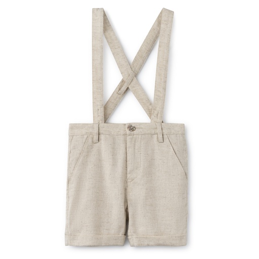 [S24-MPB301B-FL] LINEN SUSPENDER SHORTS