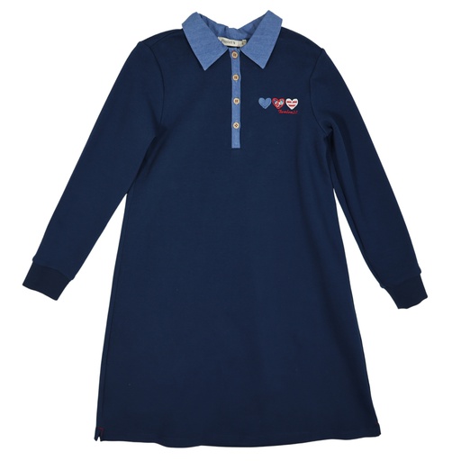 [S24-WDG305-BL] DENIM  COLLAR POLO DRESS