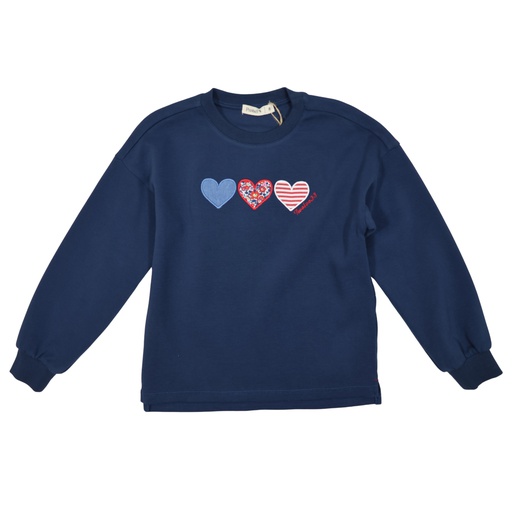 [S24-WNTG302A-BL] SWEATSHIRT WITH HEARTS