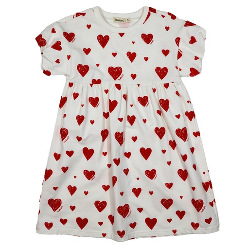 [S24-WDG308-WR] HEART PRINT SHORT SLEEVE DRESS