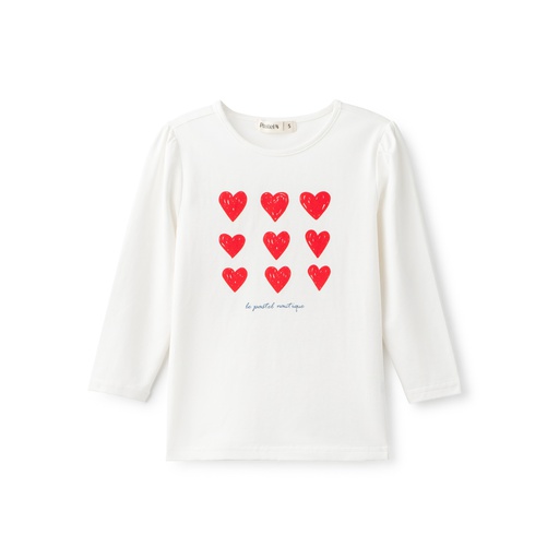 3/4 SLEEVE TSHIRT WITH HEARTS PRINT