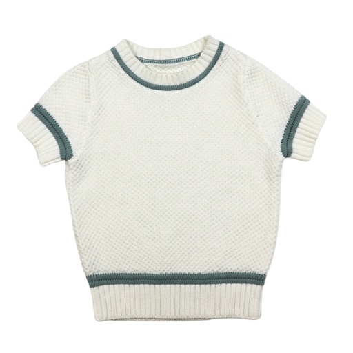 [S24-MNTB301-WH] SHORT SLEEVE SEED STITCH SWEATER