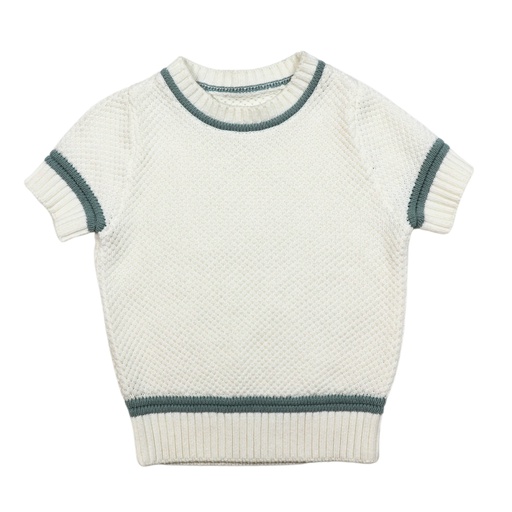 SHORT SLEEVE SEED STITCH SWEATER