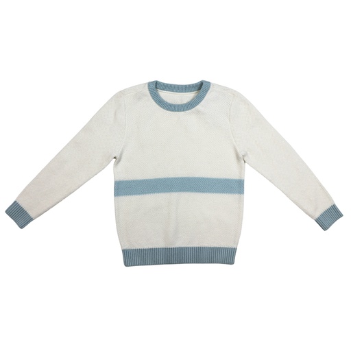 [S24-MNTB307-WH] LONG SLEEVE SWEATER WITH STRIPE