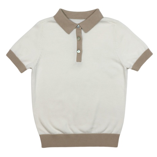 [S24-MNTB306-WH] COLOR COMBO SHORT SLEEVE POLO SWEATER