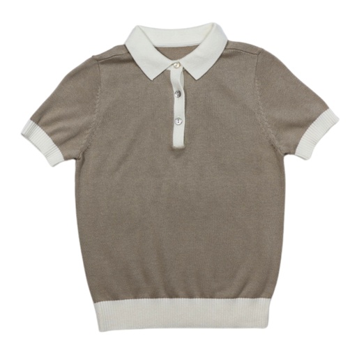 [S24-MNTB306-BG] COLOR COMBO SHORT SLEEVE POLO SWEATER