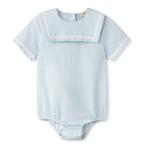 [S24-MMIB304-BS] ROMPER WITH SQUARE RIBBON TRIMMED COLLAR