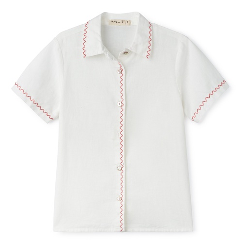 [S24-MTB309-WS] SHORT SLEEVE SHIRT WITH EMBROIDERY TRIMS