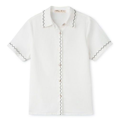 [S24-MTB309-WB] SHORT SLEEVE SHIRT WITH EMBROIDERY TRIMS