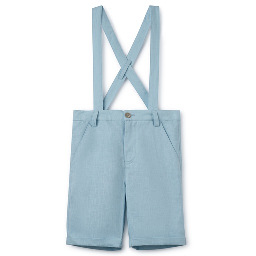 [S24-MPB308-BL] LINEN SUSPENDER SHORTS