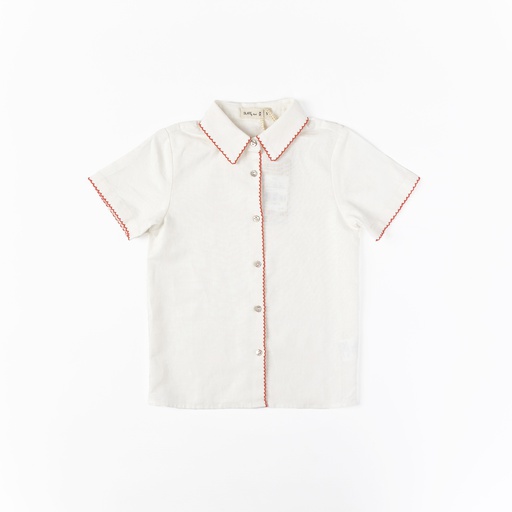 [S24-MTB310-WS] SHORT SLEEVE SHIRT WITH EMBROIDERY TRIMS