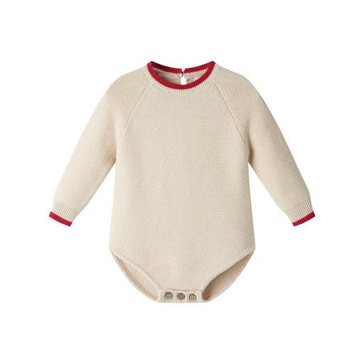 [F25-WBU406-CR] KNIT ONESIE WITH CONTRAST EDGING