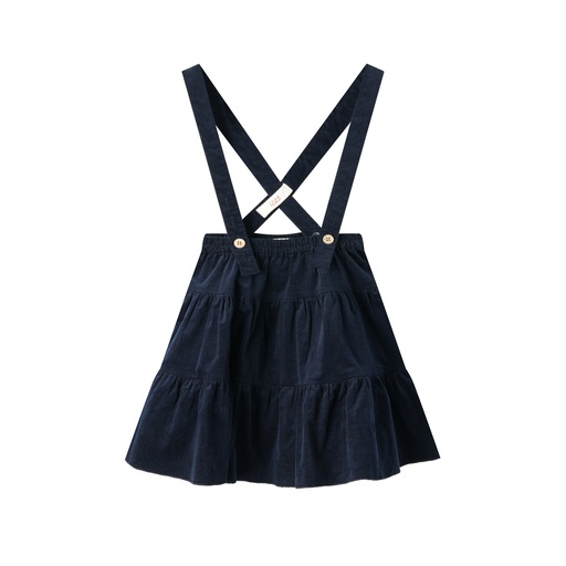 [F25-WS406-NV] CORDUROY TIERED SUSPENDER SKIRT