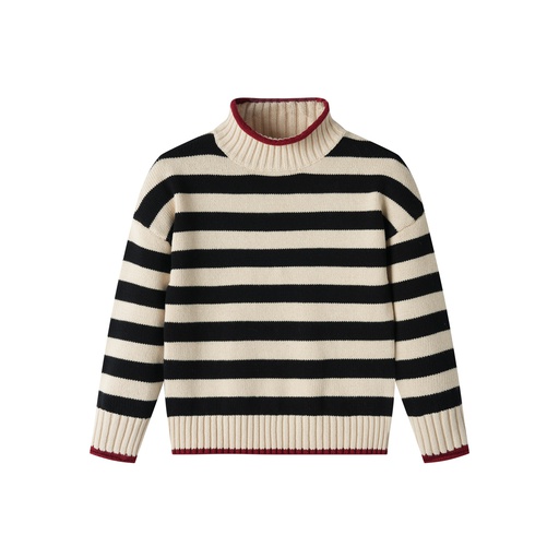 [F25-WSW410-BS] STRIPED MOCK NECK SWEATER