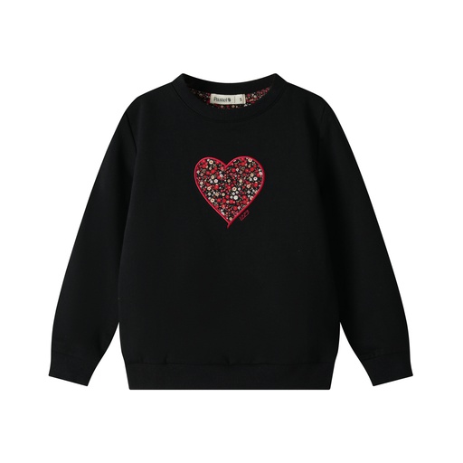 [F25-WGT401-BK] FLORAL HEART SWEATSHIRT