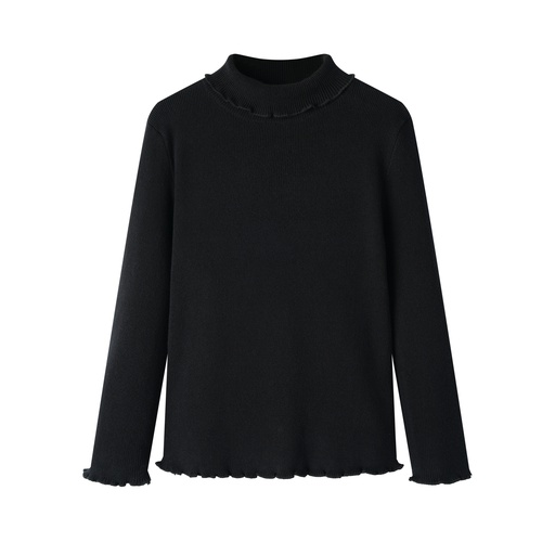 [F25-MSW406-BK] TURTLENECK WITH RUFFLE TRIM