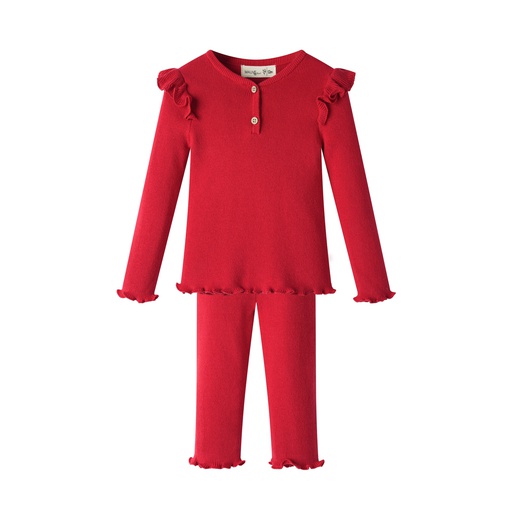 [F25-MBG406-RD] RUFFLE KNIT SET