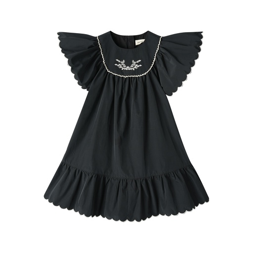 [F25-MD406-BK] FLUTTER SLEEVE TAFFETA JUMPER