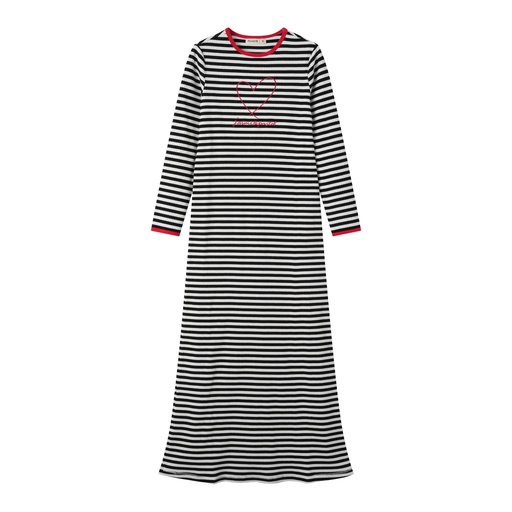 [S25-NG508-BS] STRIPED NIGHTGOWN WITH HEART