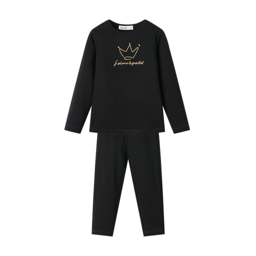 [S25-BP504A-BK] PAJAMA SET WITH CROWN