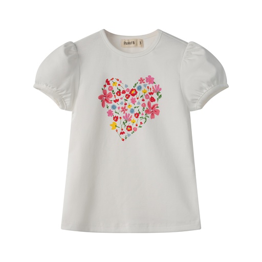 [S25-WBG512-WH] FLORAL HEART SHORT SLEEVE TEE