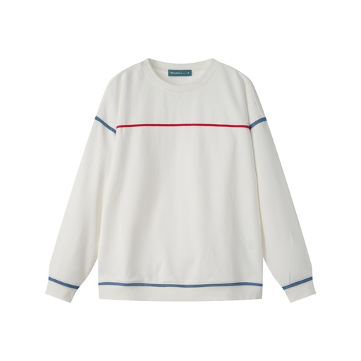 [S25-WNTPT502-WH] SWEATSHIRT WITH COLORED PIPING