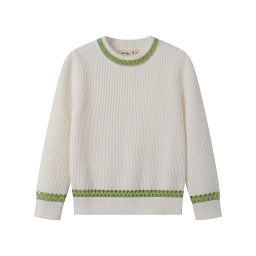 [S25-MSW503-WH] SWEATER WITH CONTRAST EDGING