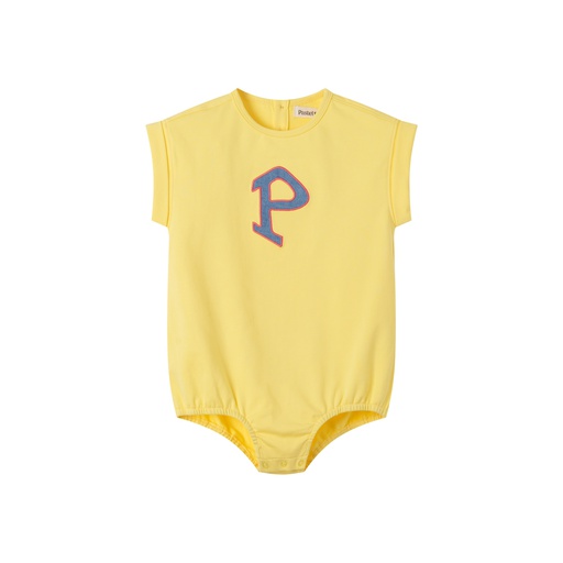 [S25-WBB509-YW] &quot;P&quot; EMBLEM ROMPER