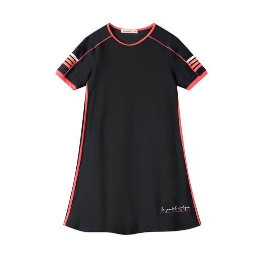 [S25-SBDG503-BK] SWIM DRESS WITH STRIPED SLLEVES