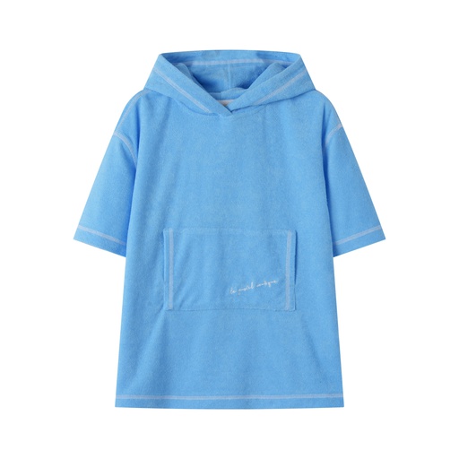 [S25-SCB501-AQ] HOODED PONCHO WITH CENTER POCKET