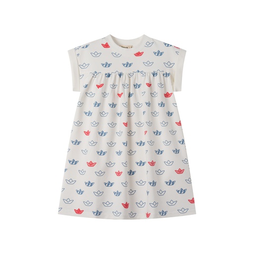 [S25-WD508-WM] SAILING PRINT HIGH YOKE SWEAT DRESS