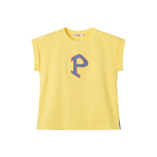 [S25-WBB508-YW] &quot;P&quot; EMBLEM SHORT SLEEVE SWEAT