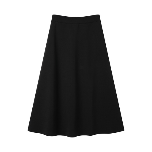[BS-S16-BK] A-LINE MIDI SKIRT WITH ELASTIC WAIST